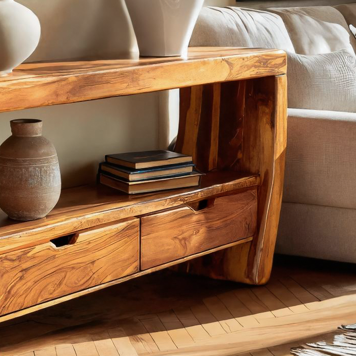 Modern Console Table Curved For Living Room Decor