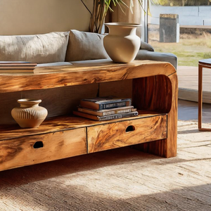 Organic Console Table With Curved Base For Hallway