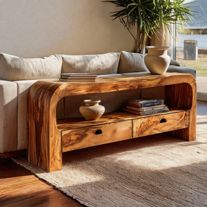 Organic Console Table With Curved Base For Hallway