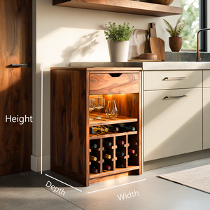 Modern Wine Cabinet With Bottle Shelves And Drawer For Kitchen