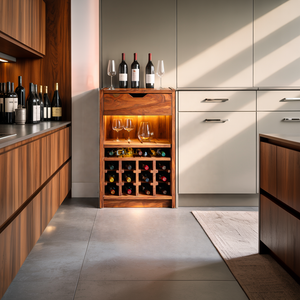Modern Wine Cabinet With Bottle Shelves And Drawer For Kitchen