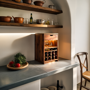 Modern Wine Cabinet With Bottle Shelves And Drawer For Kitchen