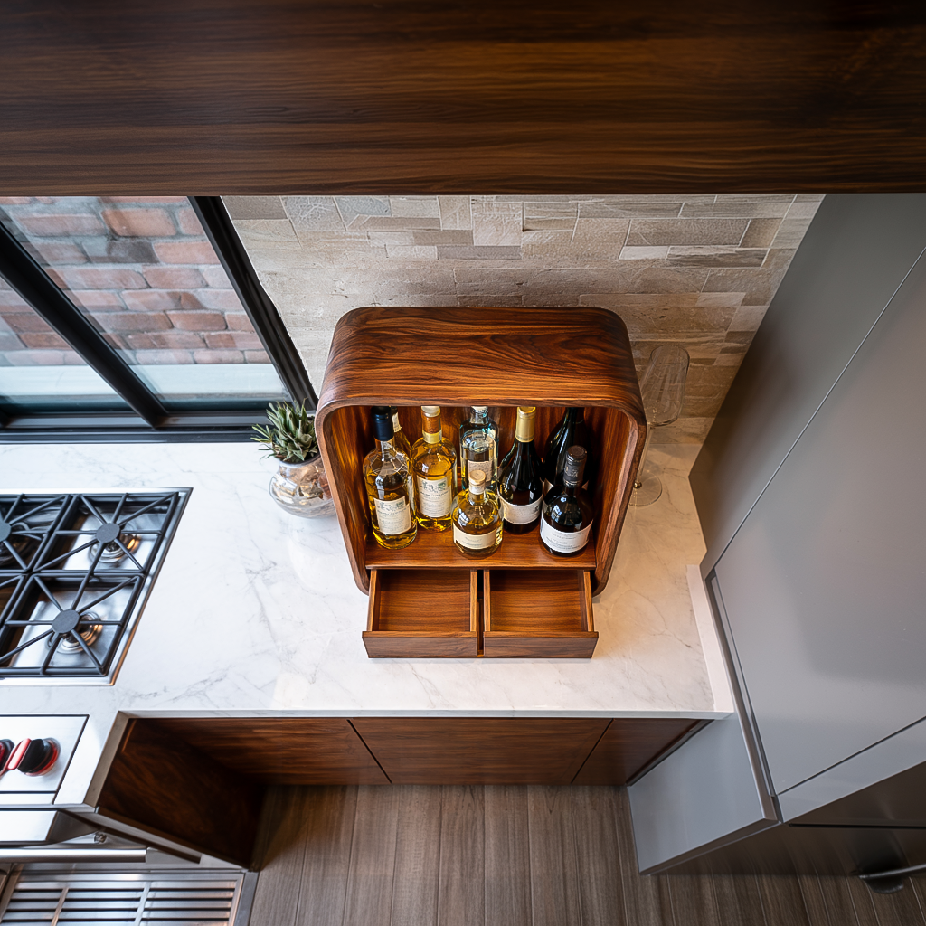 Modern Freestanding Wine Cabinet With Drawer For Home Bar