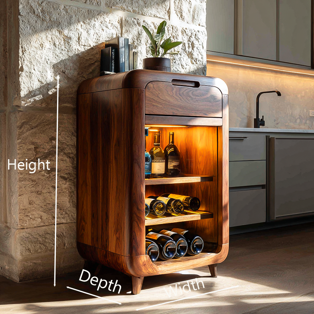 Modern Wine Cabinet With Shelves And Drawer For Bar Area