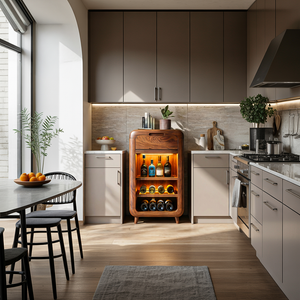 Modern Wine Cabinet With Shelves And Drawer For Bar Area