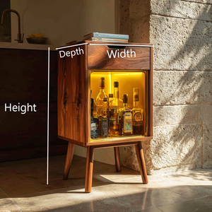 Modern Wood Wine Cabinet With Warm Lighting For Kitchen