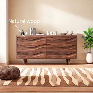 Modern Carved Wave Front Sideboard For Entryway Living Room