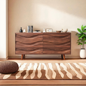 Modern Carved Wave Front Sideboard For Entryway Living Room