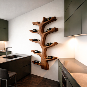 Wall Mounted Wine Rack Sculptural Branch Design For Modern Kitchen