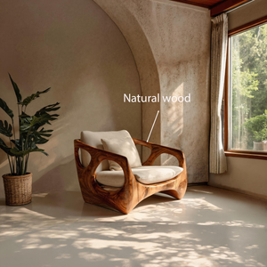 Organic Accent Chair With Carved Frame For Living Room