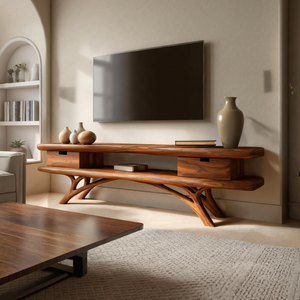 Artistic Curved TV Cabinet For Minimalist Interior Furniture