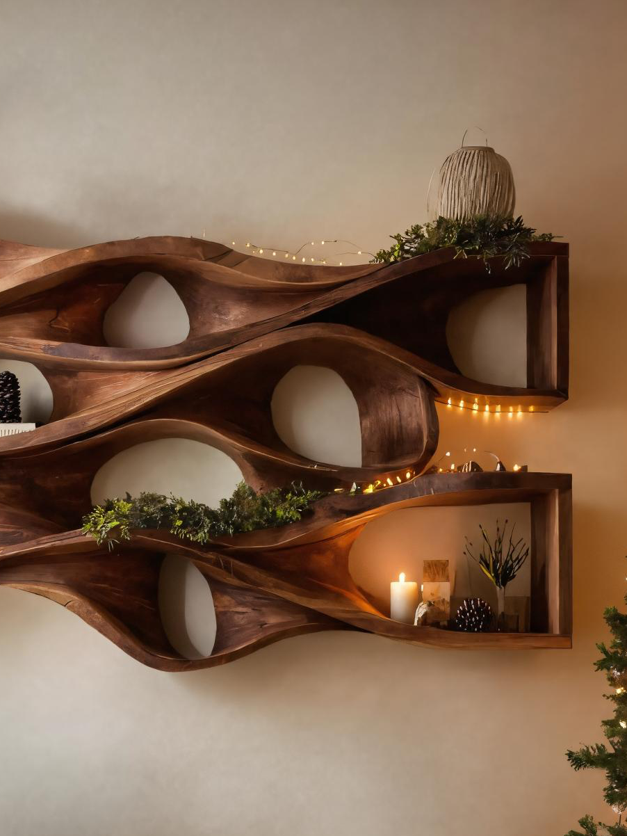 Organic Handcrafted Wall Shelf For Holiday Decoration