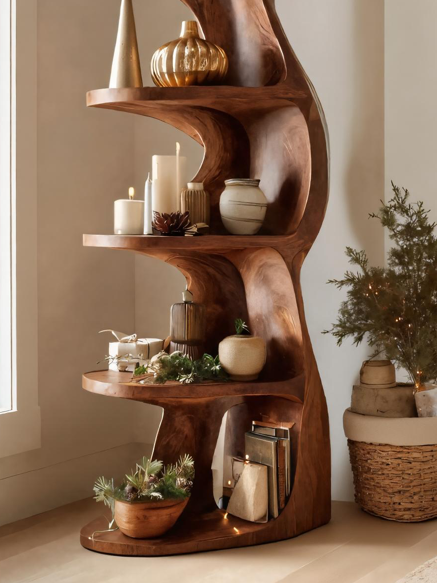 Rustic Handcrafted Standing Shelf For Home Décor