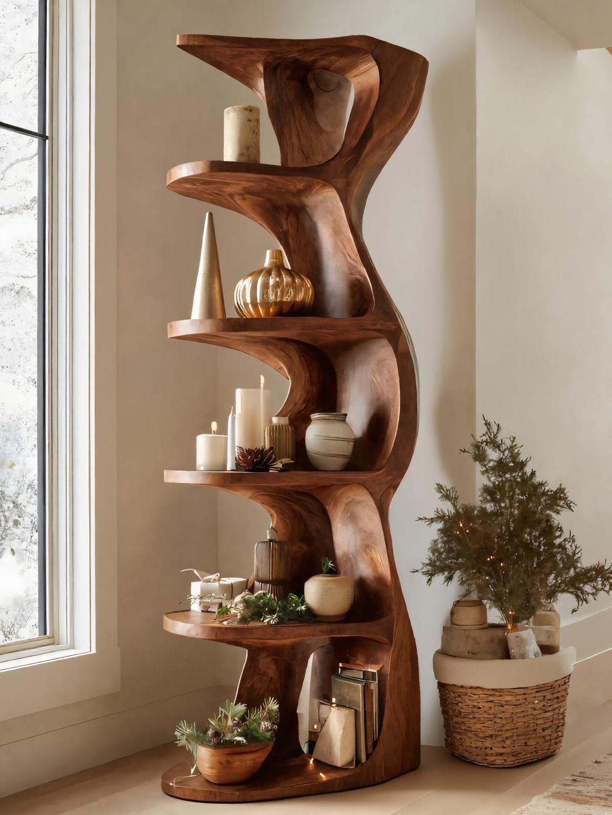 Rustic Handcrafted Standing Shelf For Home Décor