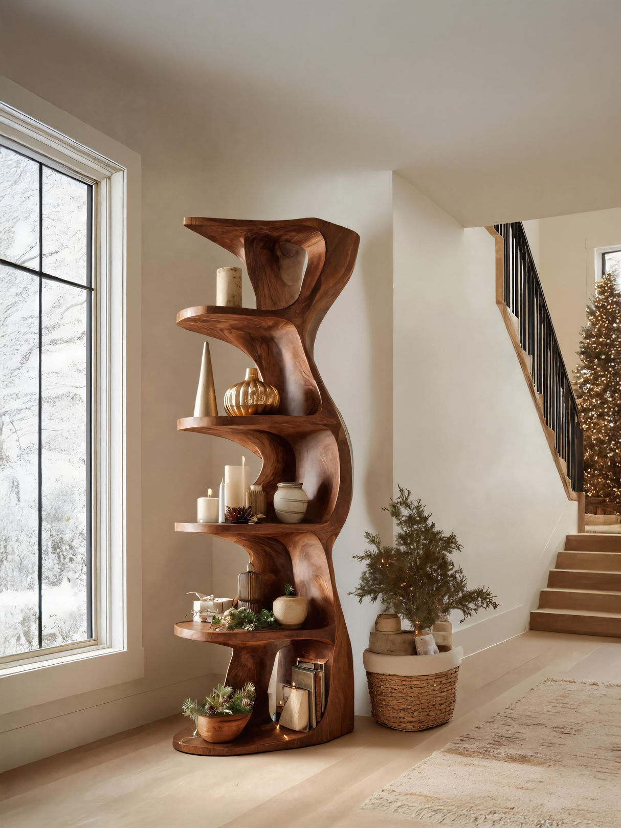 Rustic Handcrafted Standing Shelf For Home Décor