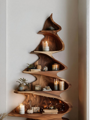 Modern Sculptural Standing Shelf For Living Room