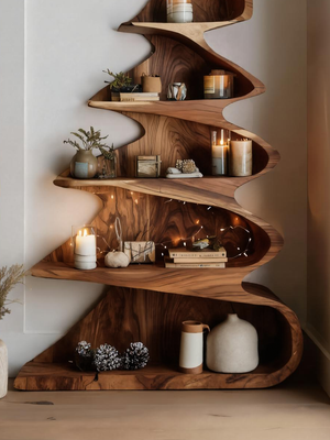 Modern Sculptural Standing Shelf For Living Room