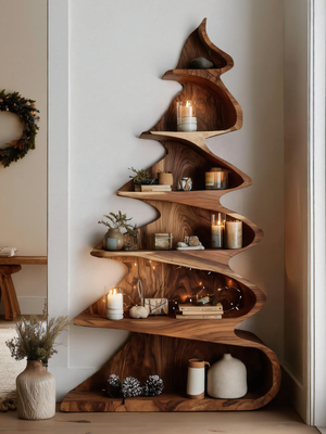 Modern Sculptural Standing Shelf For Living Room