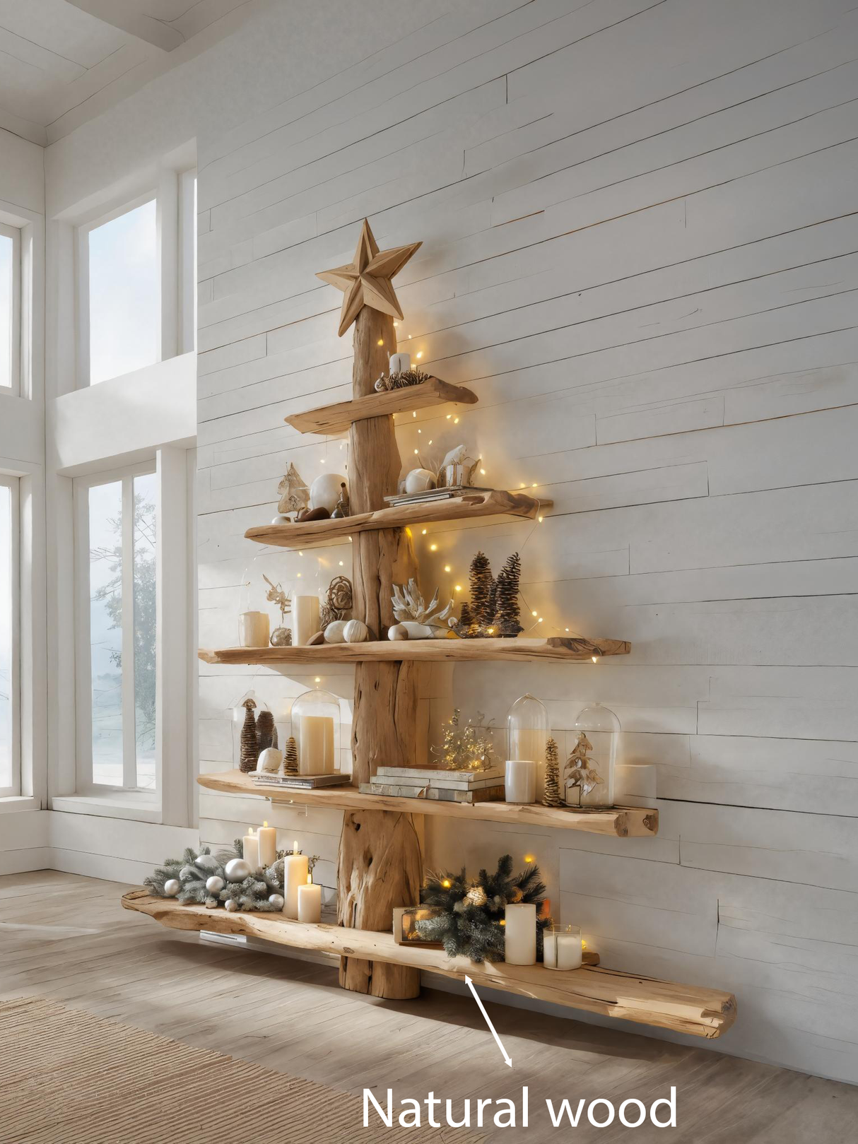 Rustic Live Edge Christmas Tree Shelf For Holiday Display