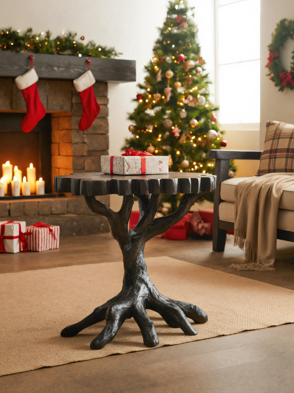 Rustic Tree Root Side Table For Holiday Home Decor