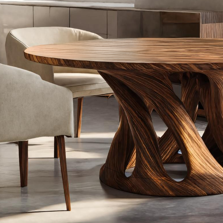 Sculptural Round Dining Table For Contemporary Interior