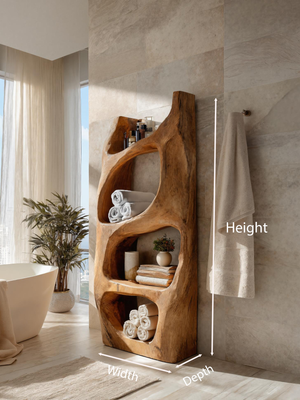 Handcrafted Sculptural Bathroom Shelf For Towels Or Spa Storage