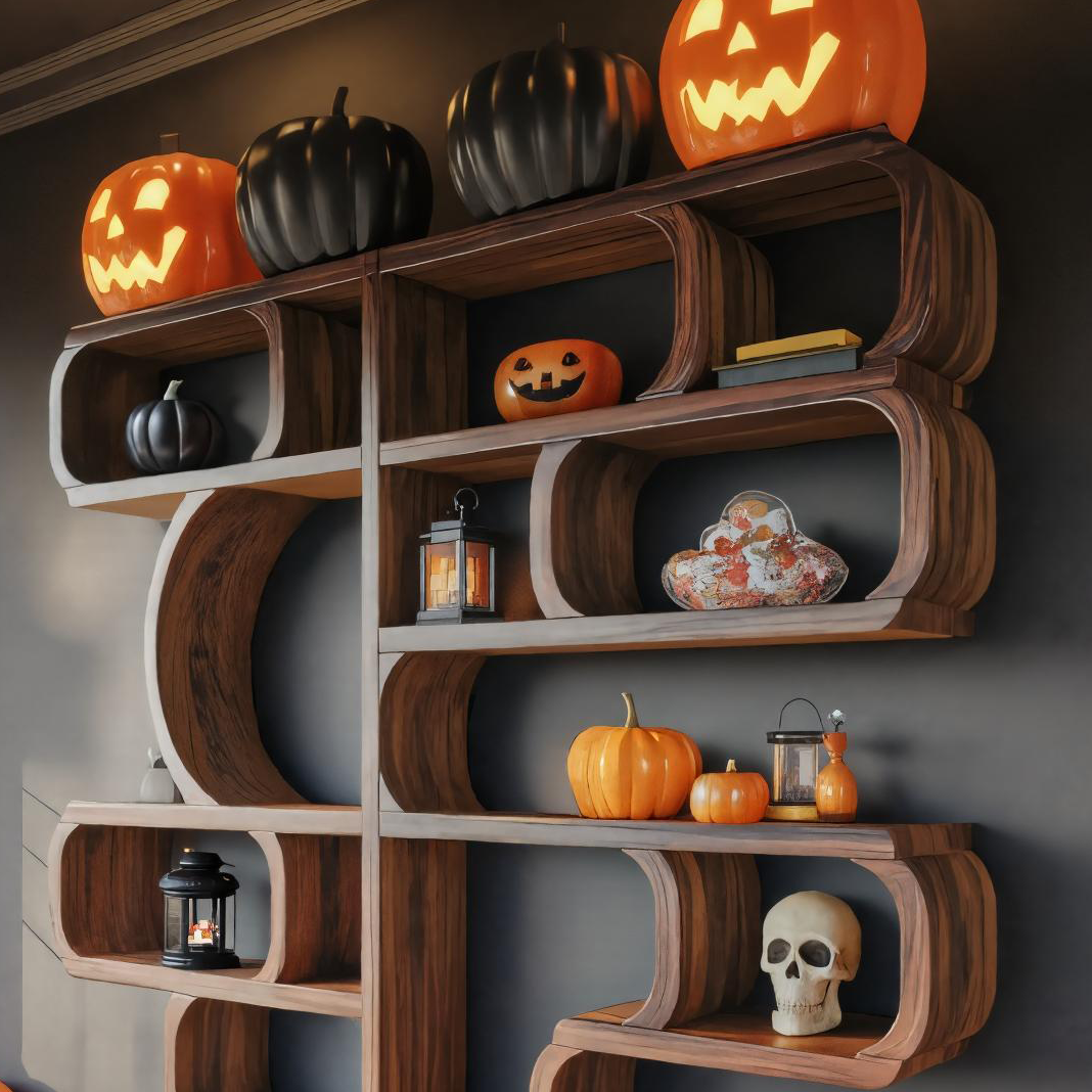Halloween Wooden Shelf For Living Room Or Entryway