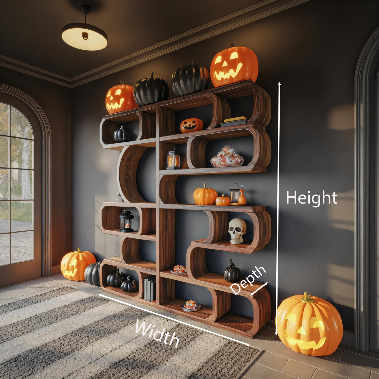 Halloween Wooden Shelf For Living Room Or Entryway