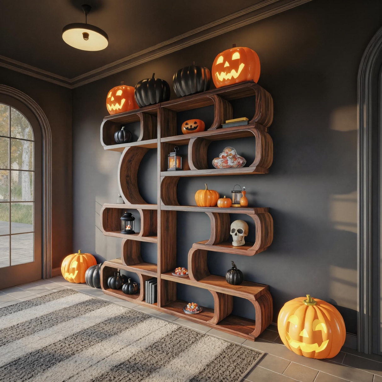 Halloween Wooden Shelf For Living Room Or Entryway