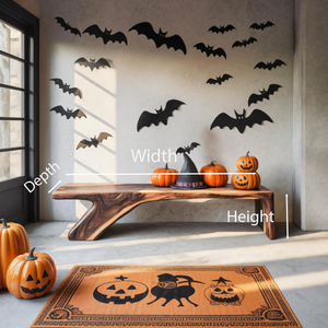 Halloween Live Edge Wooden Bench For Entryway Or Home Decor