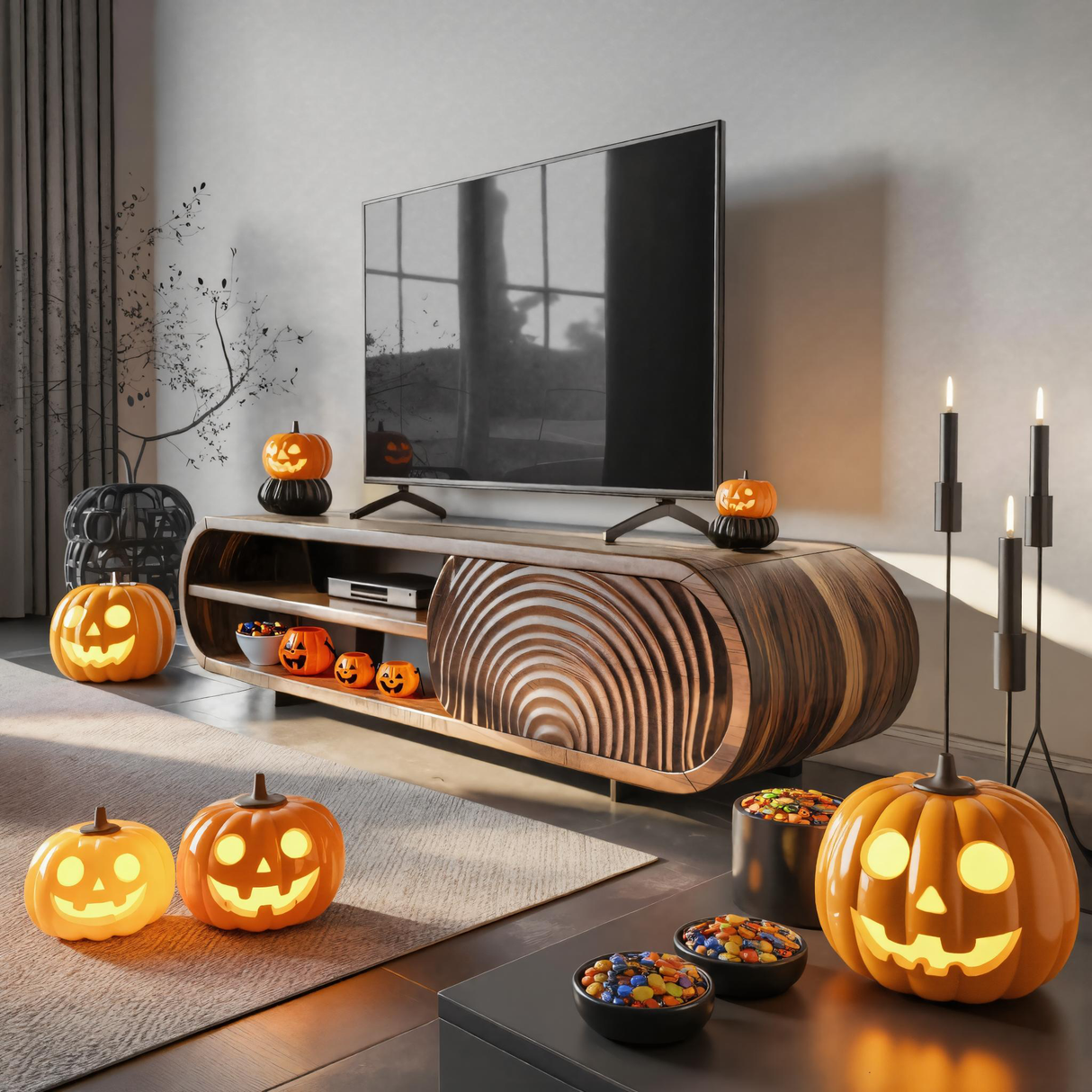Halloween Wooden TV Cabinet For Living Room Or Seasonal Decor