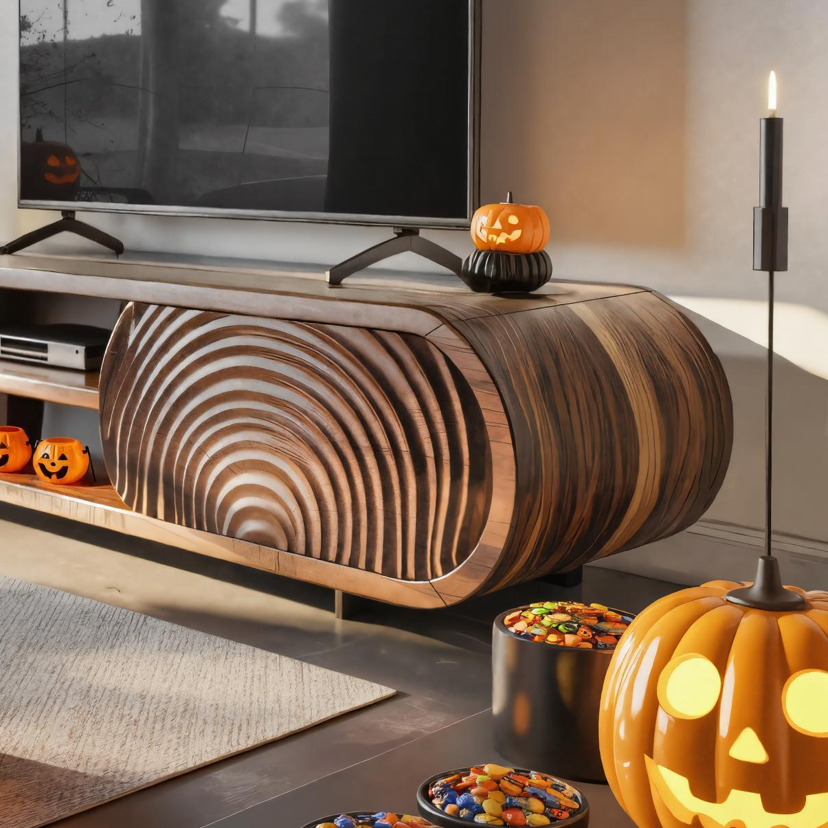 Halloween Wooden TV Cabinet For Living Room Or Seasonal Decor