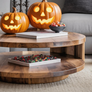 Halloween Round Coffee Table For Living Room Or Fall Decor