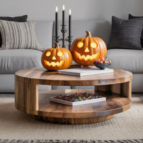 Halloween Round Coffee Table For Living Room Or Fall Decor