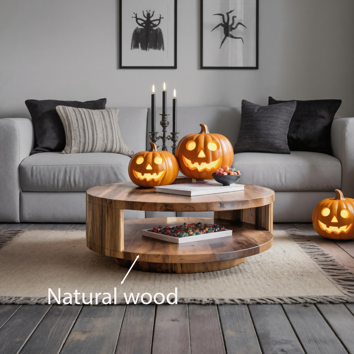 Halloween Round Coffee Table For Living Room Or Fall Decor