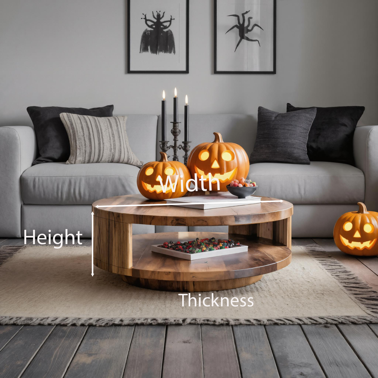 Halloween Round Coffee Table For Living Room Or Fall Decor
