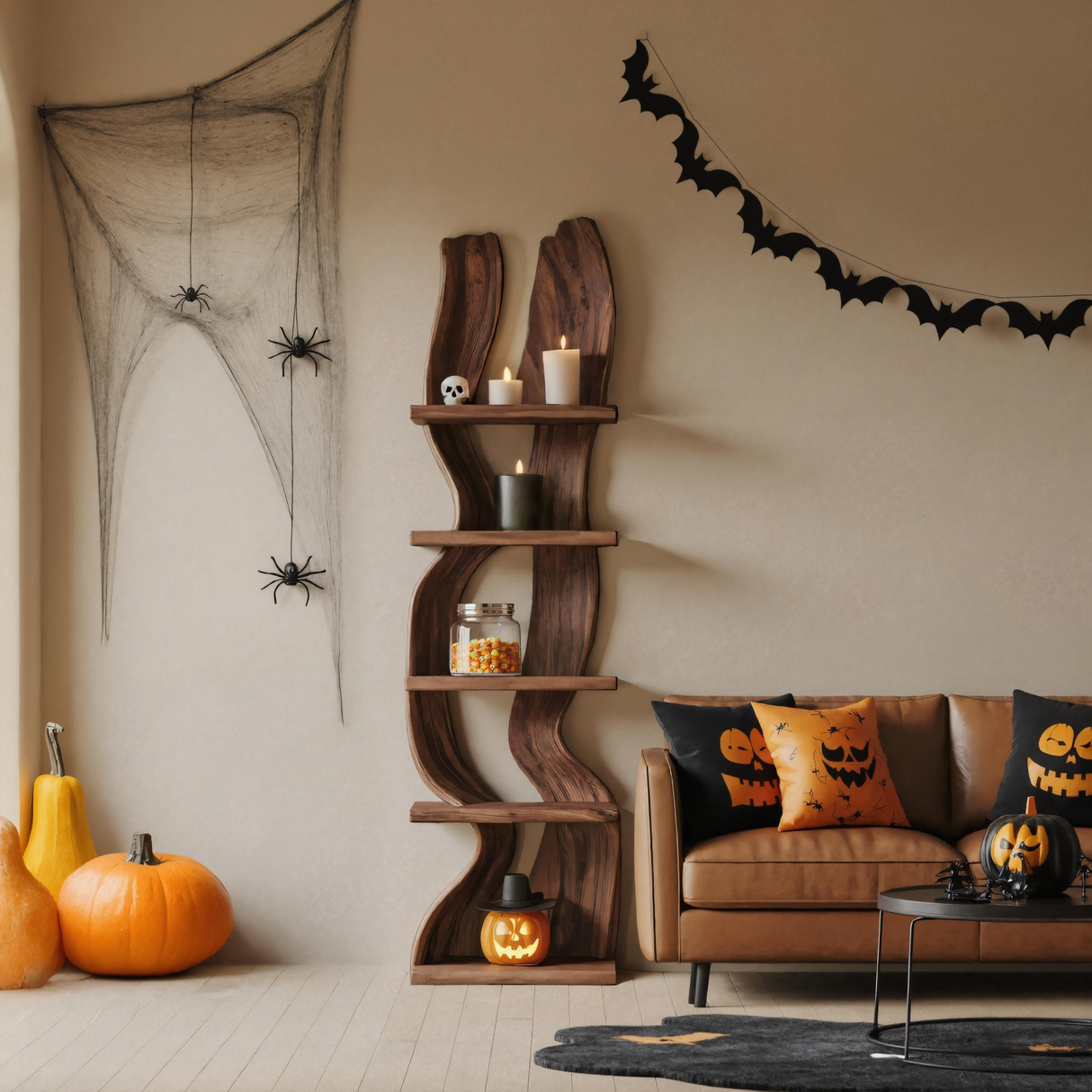 Halloween Wooden Shelf For Living Room Or Halloween Display