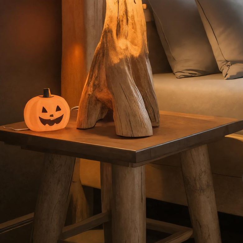 Halloween Wooden Bedside Lamp For Bedroom Or Halloween Decor