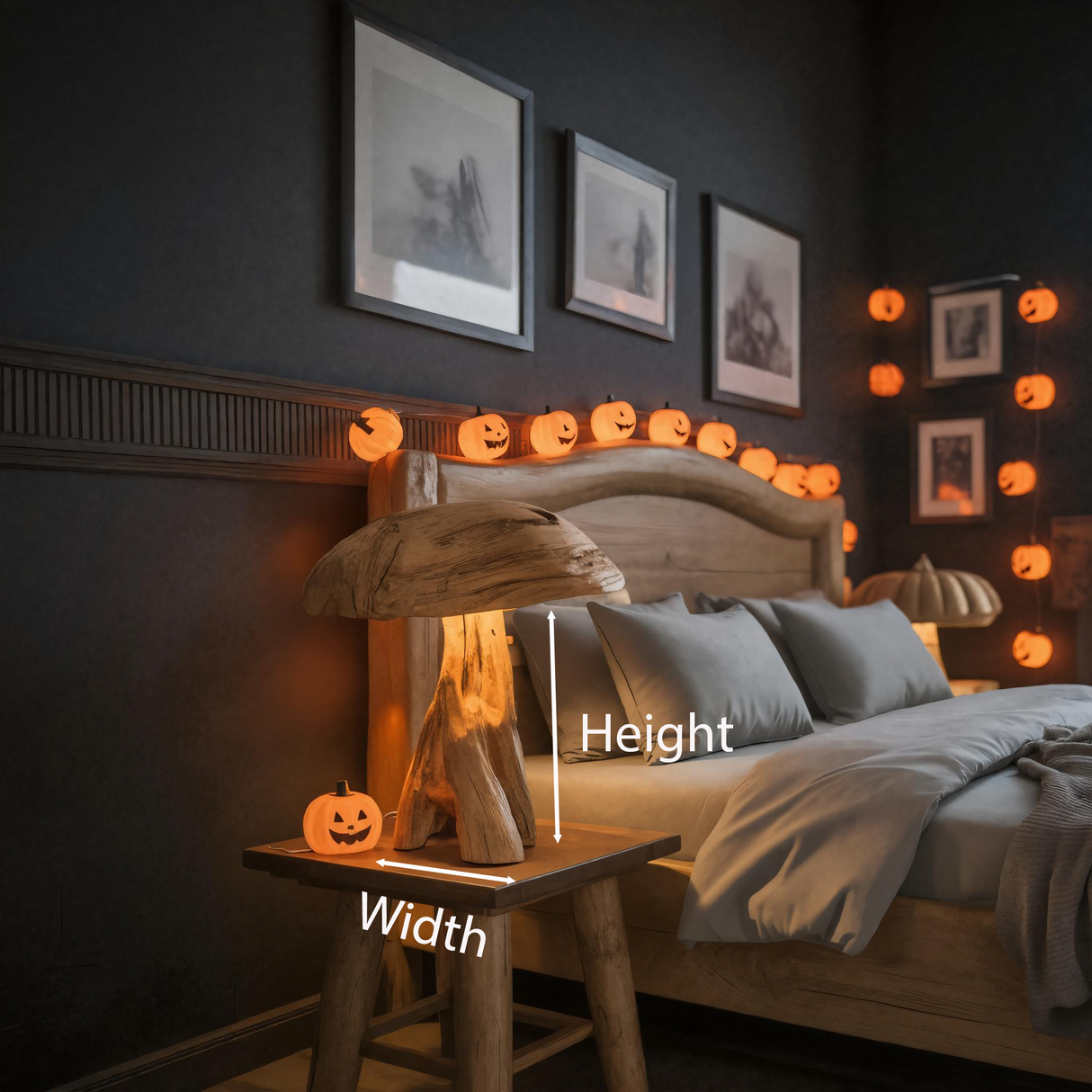 Halloween Wooden Bedside Lamp For Bedroom Or Halloween Decor