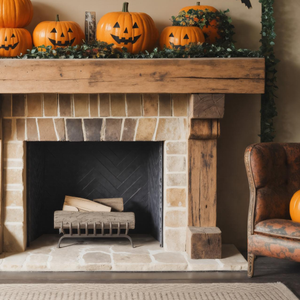 Halloween Wooden Fireplace Mantel For Fall Home Or Living Room