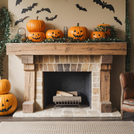 Halloween Wooden Fireplace Mantel For Fall Home Or Living Room