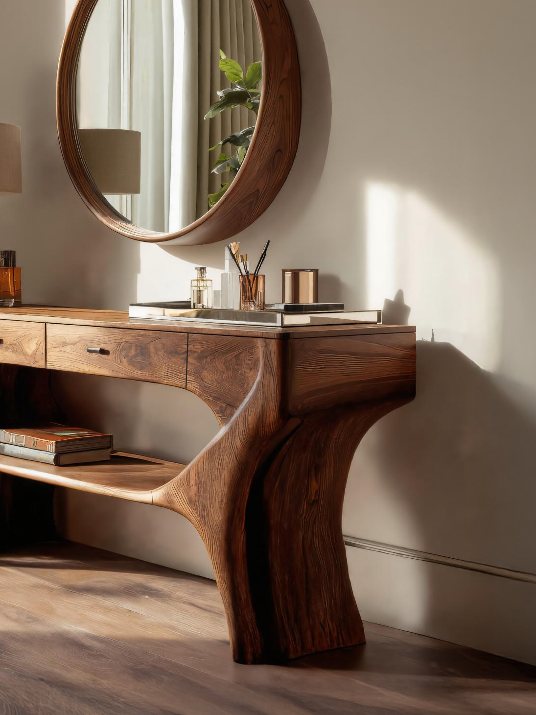 Artistic Handmade Vanity Table With Drawers For Bedroom
