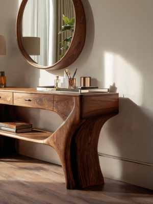 Artistic Handmade Vanity Table With Drawers For Bedroom