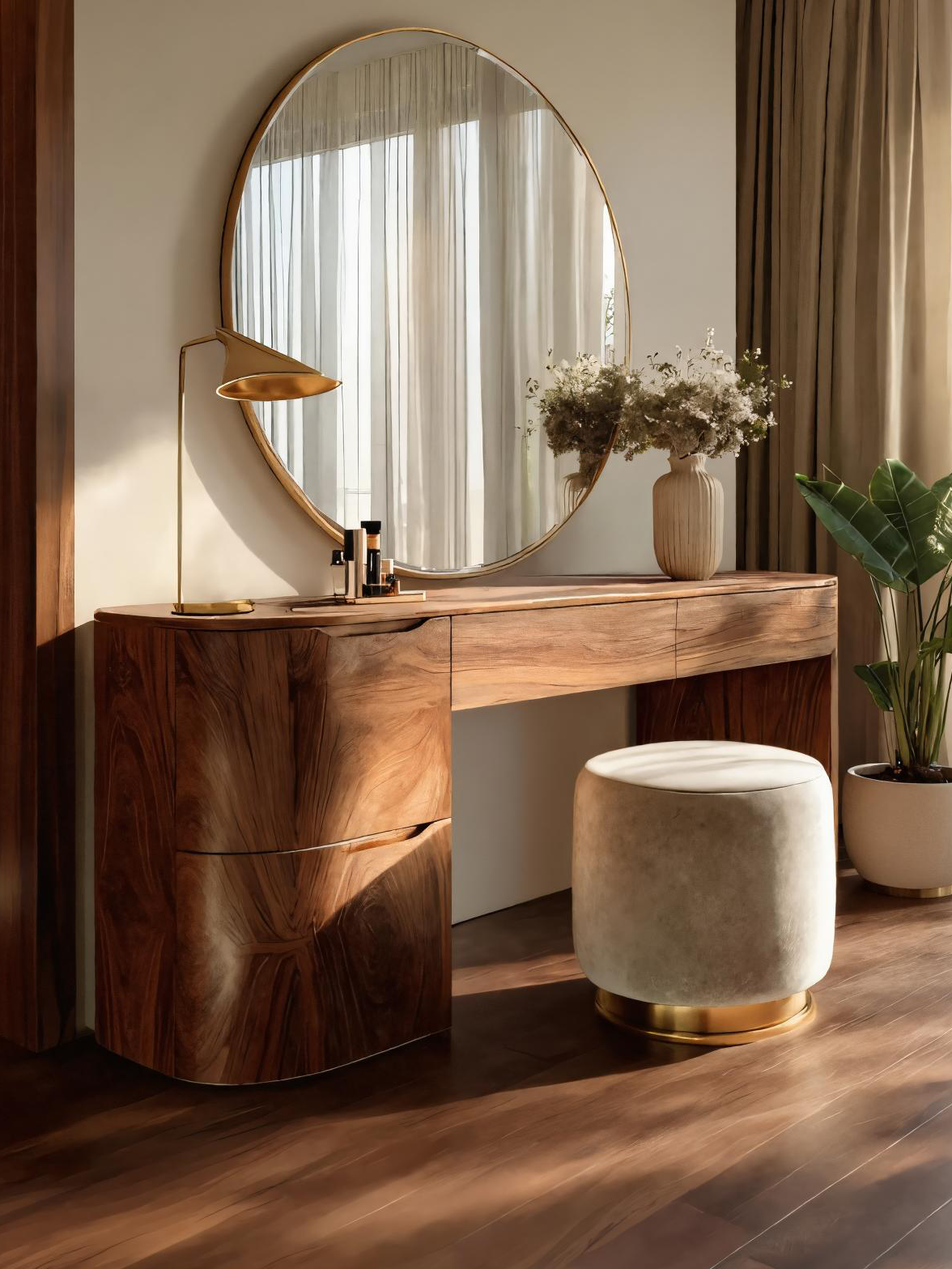 Modern Handmade Vanity Table With Drawers For Bedroom