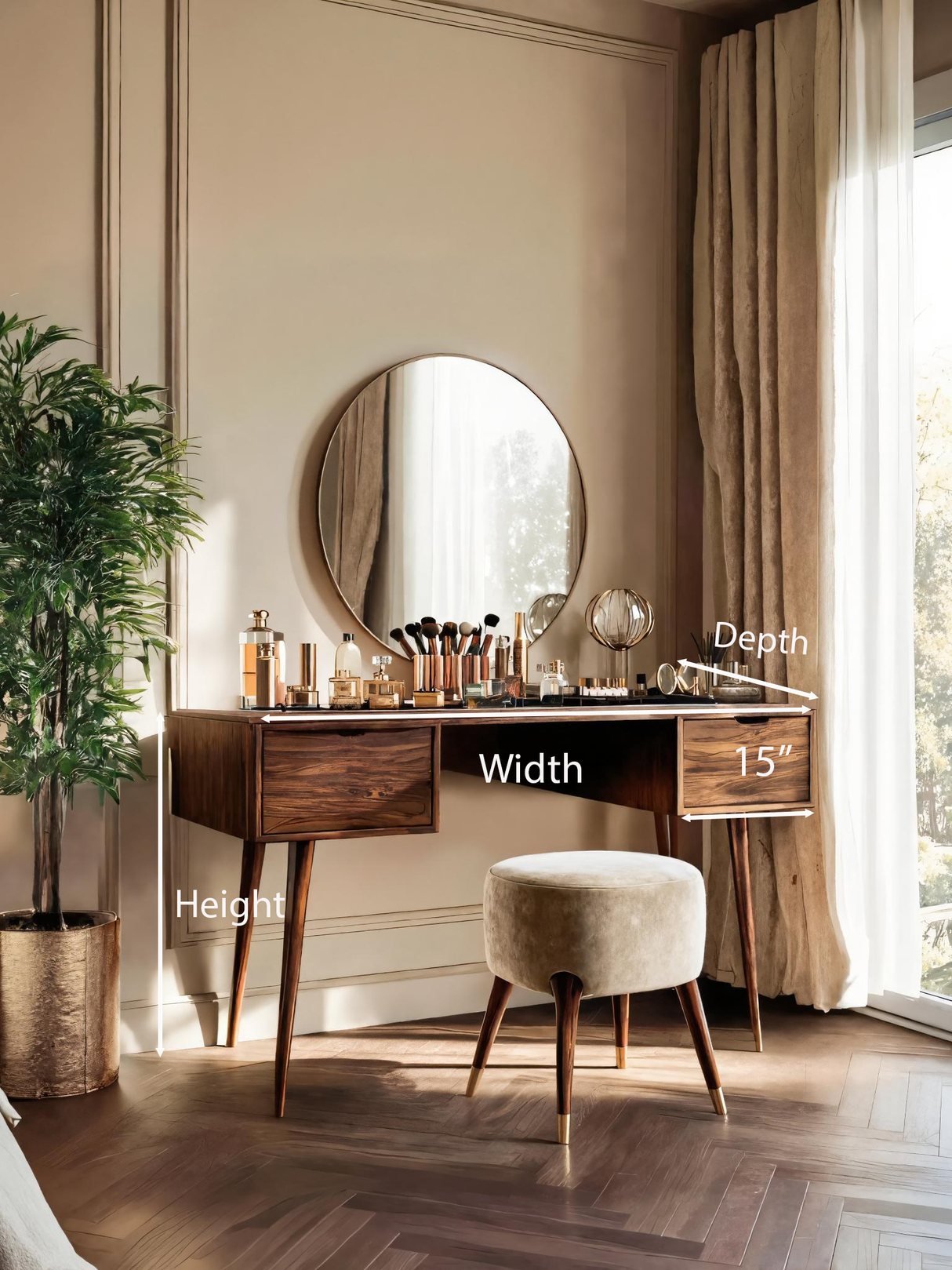 Mid Century Handmade Vanity Table For Bedroom