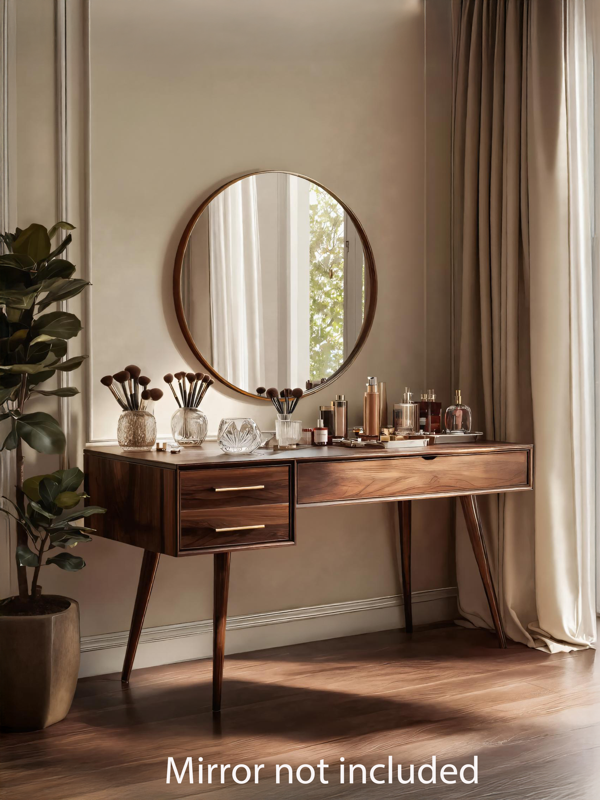 Mid Century Modern Vanity Desk With Drawers For Bedroom