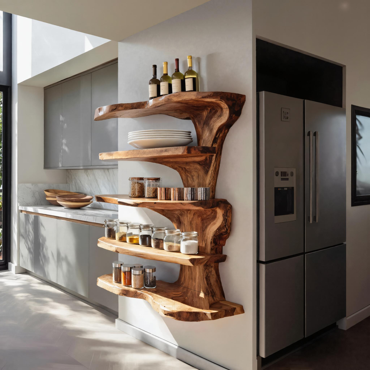 Rustic Live Edge Floating Shelf For Kitchen