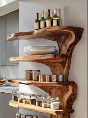 Rustic Live Edge Floating Shelf For Kitchen