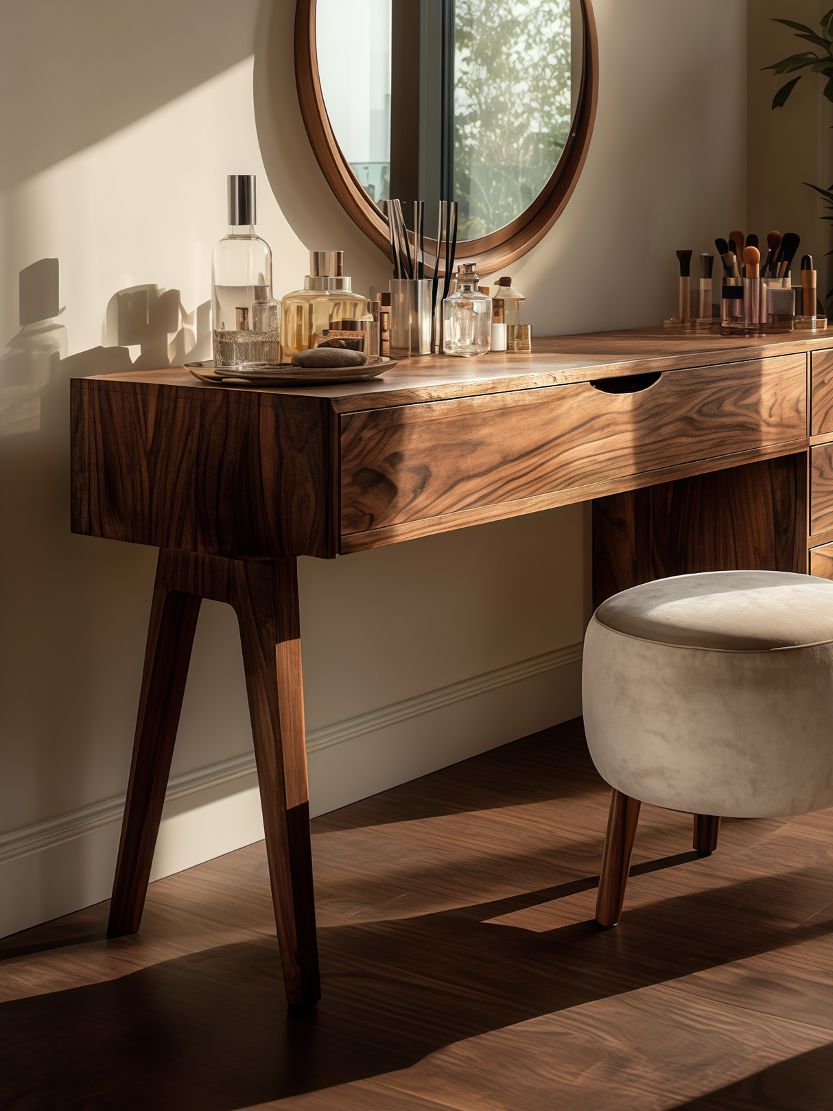 Modern Handmade Vanity Desk With Storage Drawers