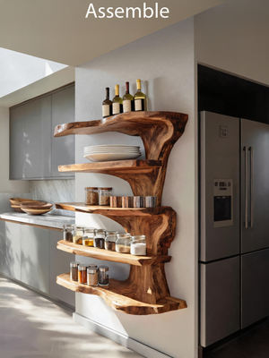 Rustic Live Edge Floating Shelf For Kitchen
